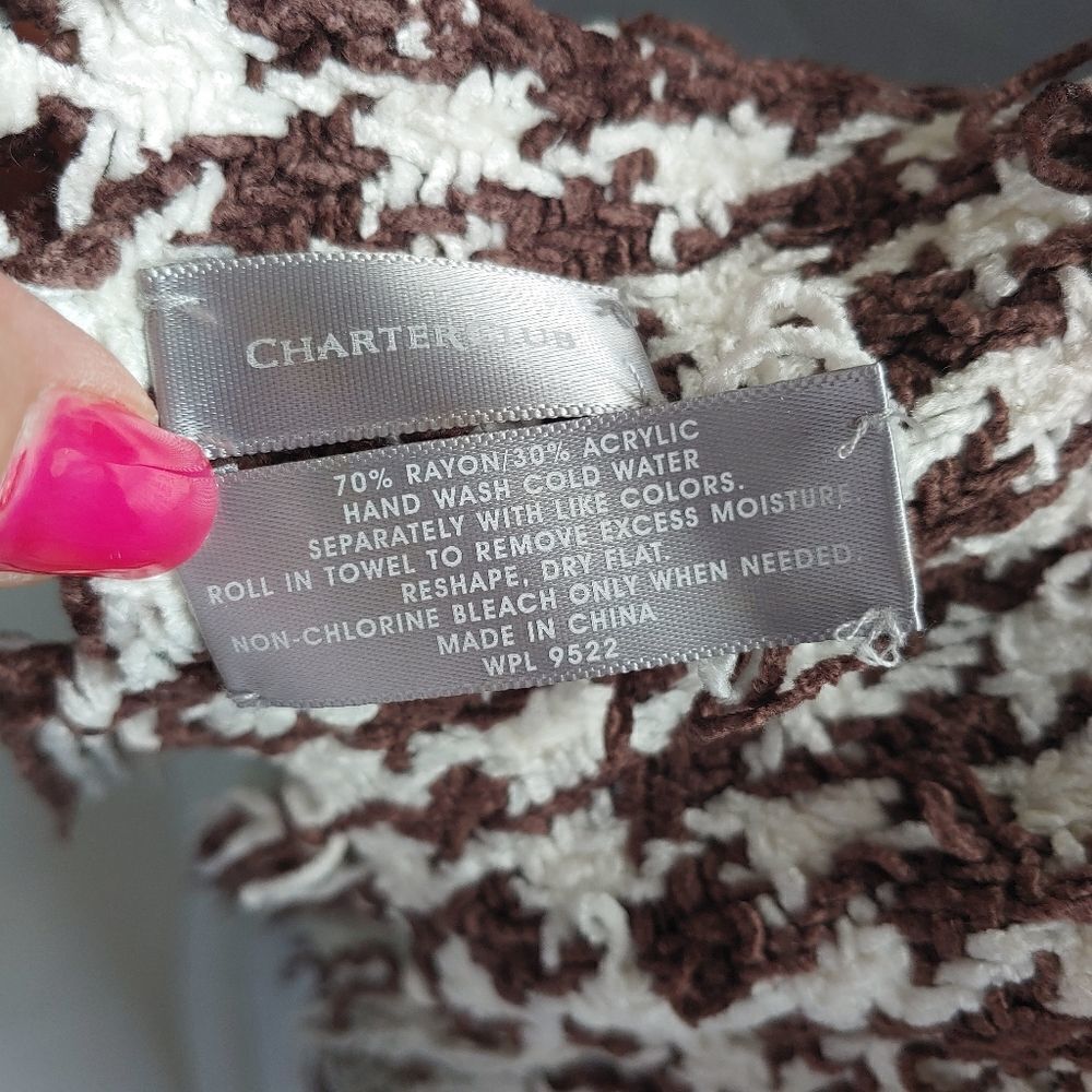 Charter Club Women's Brown/White Scarf - Picture 4 of 4